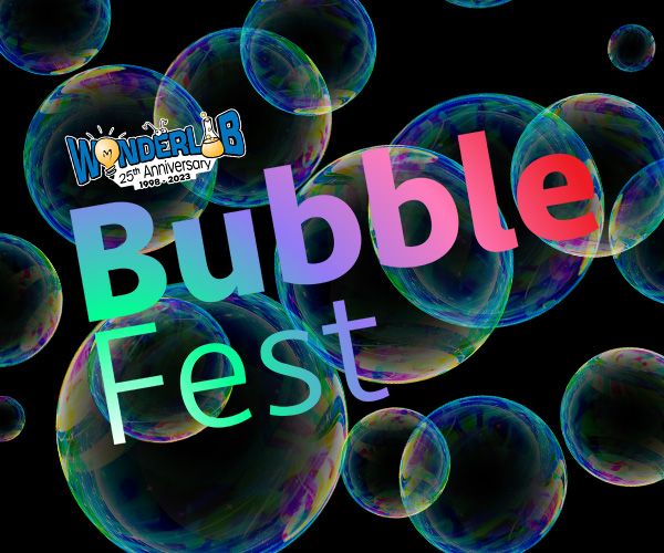 Bubble fest logo surrounded by bubbles.